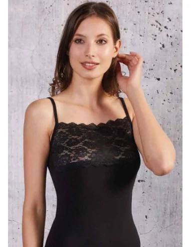 Esse Speroni ART. 1703 - Top spalla stretta con ampia balza in pizzo