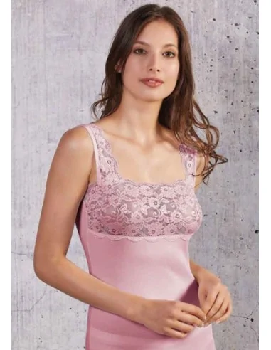 Esse Speroni ART. 1706 - Top spalla larga con ampia balza in pizzo