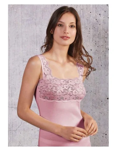Esse Speroni ART. 1706 - Top spalla larga con ampia balza in pizzo