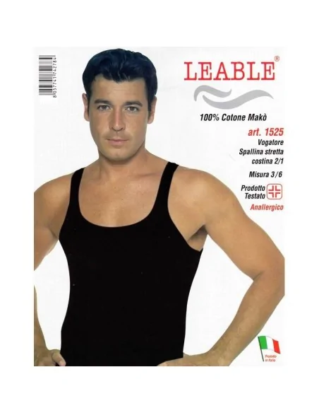 Leable ART. 1525 - Canotta spalla stretta a costine in cotone makò