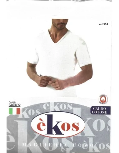èKos ART. 1043 - Maglia mezza manica in caldo cotone collo a V