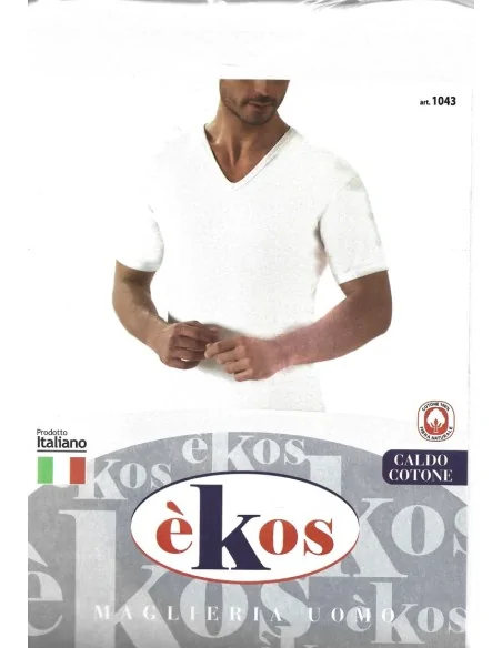 èKos ART. 1043 - Maglia mezza manica in caldo cotone collo a V