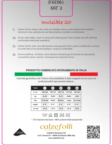 CalzeFolli Invisible 20 - Collant tuttonudo