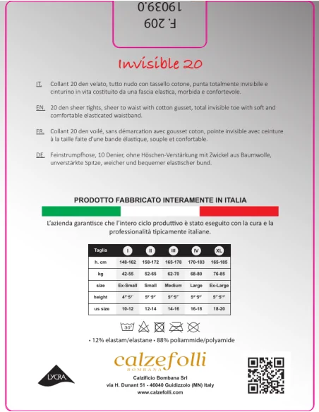 CalzeFolli Invisible 20 - Collant tuttonudo