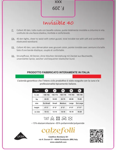 CalzeFolli Invisible 40 - Collant tuttonudo
