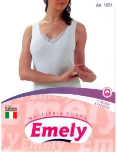 Emely ART. 1051 - Canotta con spallina larga in caldo cotone con pizzo