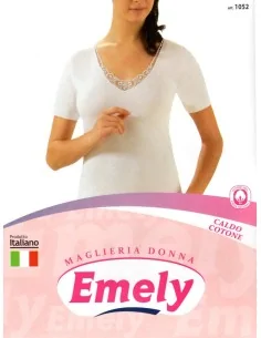 Emely ART. 1052 - Maglia mezza manica in caldo cotone con pizzo