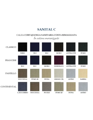 Prisco SANITAL CC - Calza sanitaria corta a costine rimagliata a mano (scatola da 6 paia)