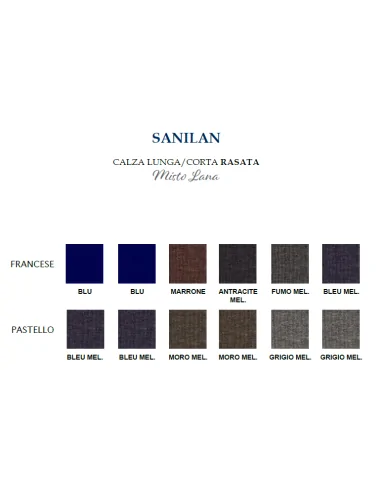 Prisco SANILAN C - Calza corta rasata elasticizzata in misto lana (scatola da 6 paia)