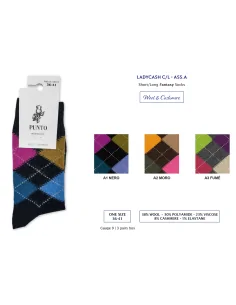 Punto LADYCASH C - Calza corta in fantasia lana & cashmere (scatola da 3 paia)