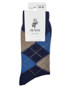 Punto KINGCASH C - Calza corta a rombi in lana & cashmere (scatola da 3 paia)