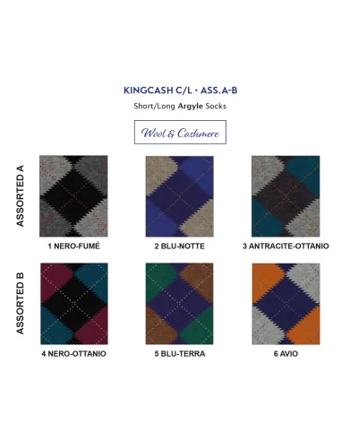 Punto KINGCASH L - Calza lunga a rombi in lana & cashmere (scatola da 3 paia)