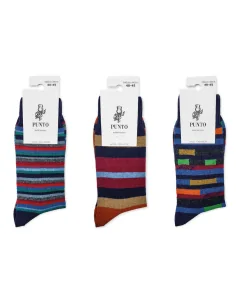 STRIPECASH C - Calza corta a righe in lana & cashmere (scatola da 3 paia)