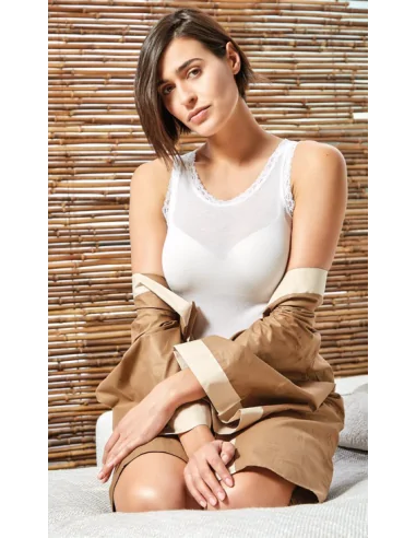 Sublyme ART. 1420 - Canotta spalla larga con pizzo cashmere ultra light