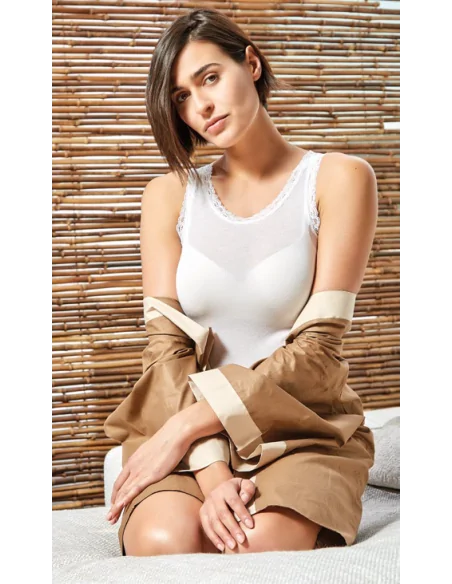 Sublyme ART. 1420 - Canotta spalla larga con pizzo cashmere ultra light